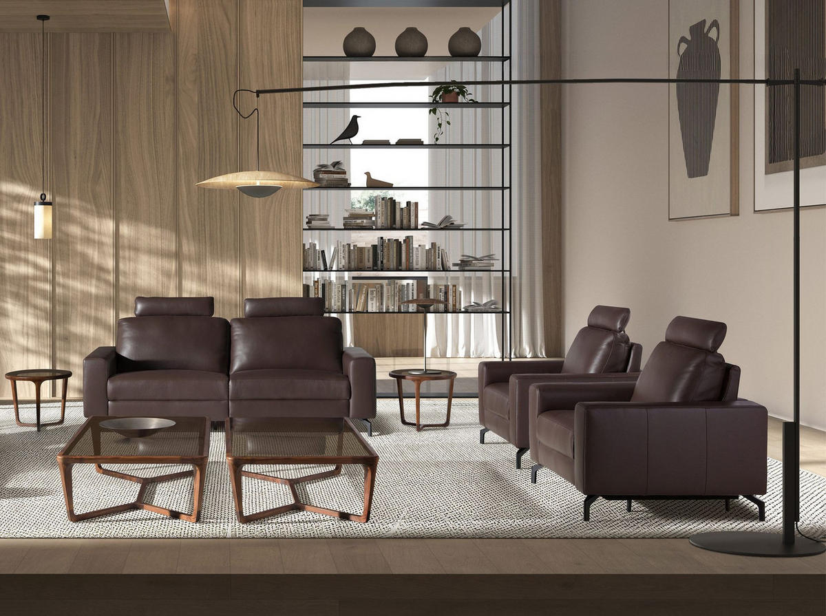 SOFA 3-Sitzer-Relax aus schokoladenbraunem Leder 206/98/89 cm - Dunkelbraun/Schwarz, Leder/Metall (206/89/98cm) - ANGEL CERDA