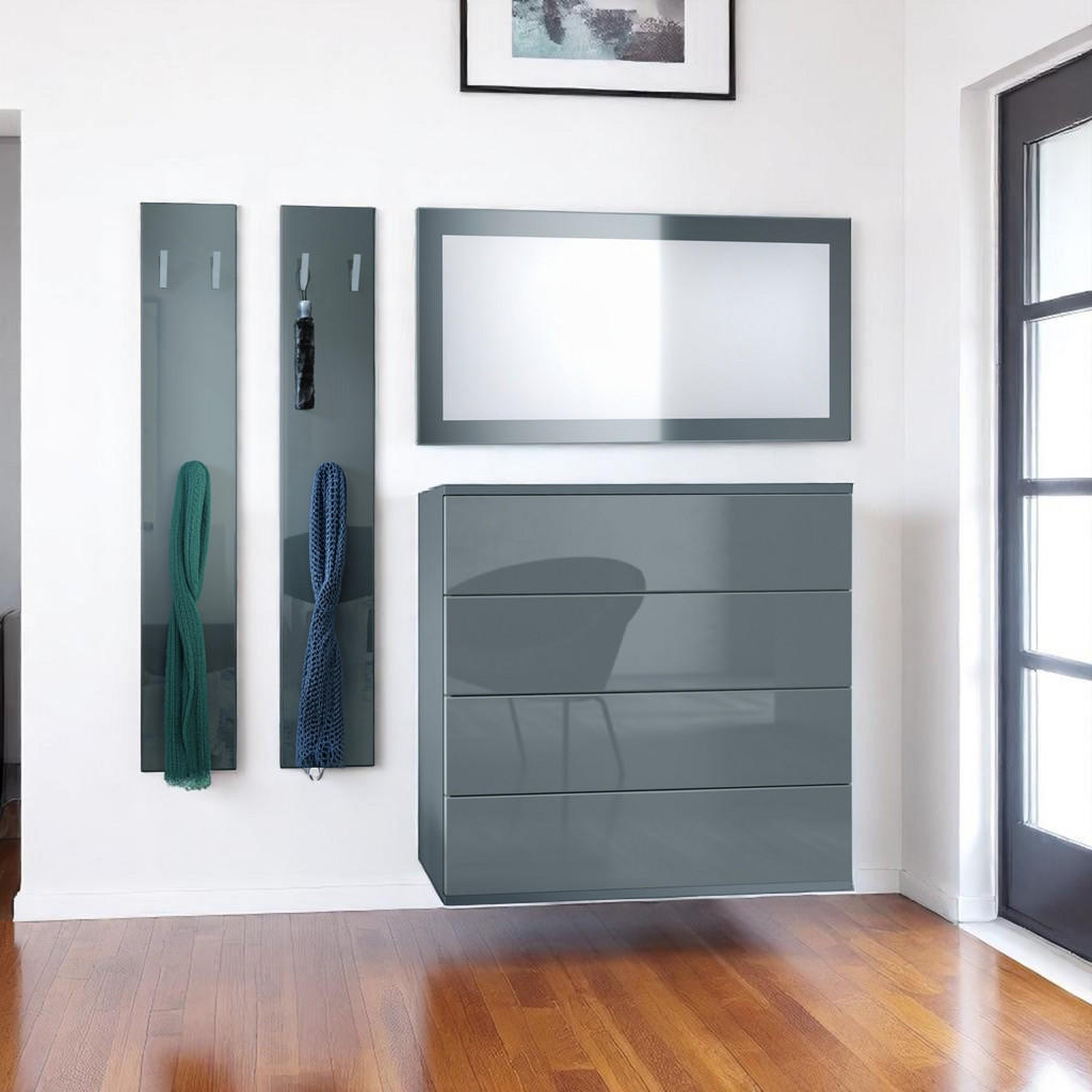 Thumbnail - Vladon Garderobe, Grau, Holzwerkstoff, 142x146x35 cm, Garderobe, Garderoben-Sets & Serien, Garderoben-Sets