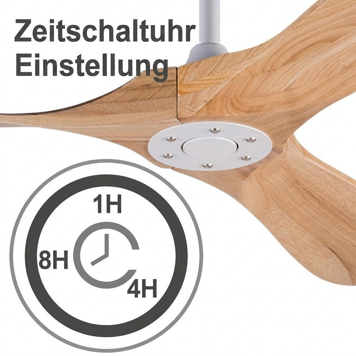 DECKENVENTILATOR & 3 Holzflügeln, Speicherfunktion, Fernbedienung - Weiß, Holzwerkstoff (107/107/51cm) - BEXEVUE