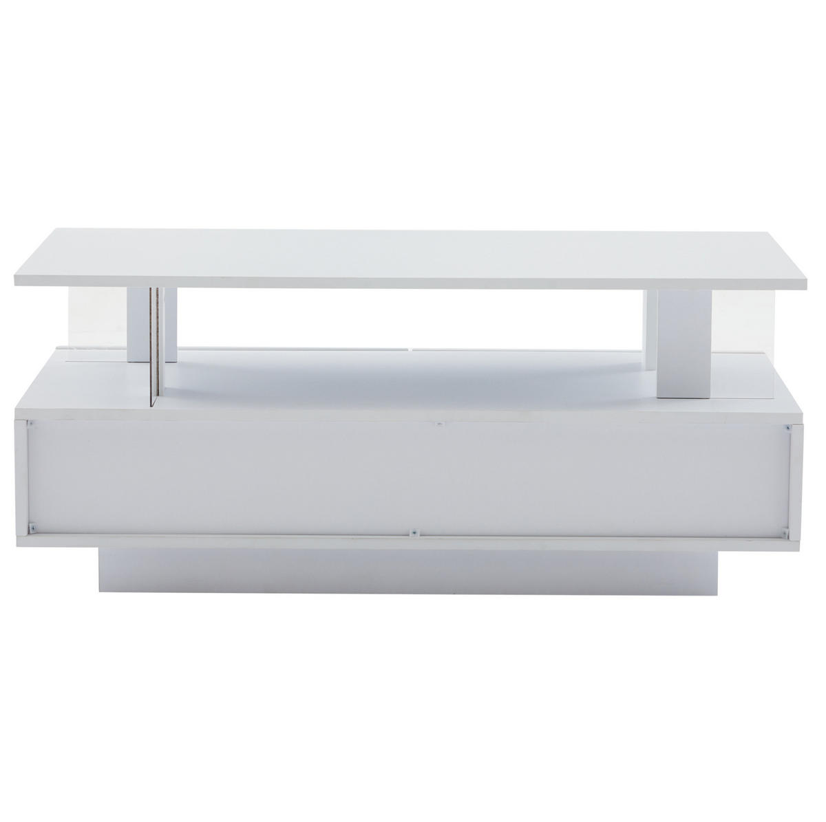 COUCHTISCH 100/50/42 cm in Weiß mit LED-Beleuchtung und 2 Schubladen - Weiß, Holzwerkstoff (100/50/42cm) - Flora Grace