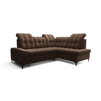 ECKSOFA KONGO RBN16, Eckcouch in L-Form mit Schlaffunktion, Farbe: Dunkelbraun, Velourstoff, Ottomane Rechts - Dunkelbraun, Textil (268/210cm) - O-Sofa