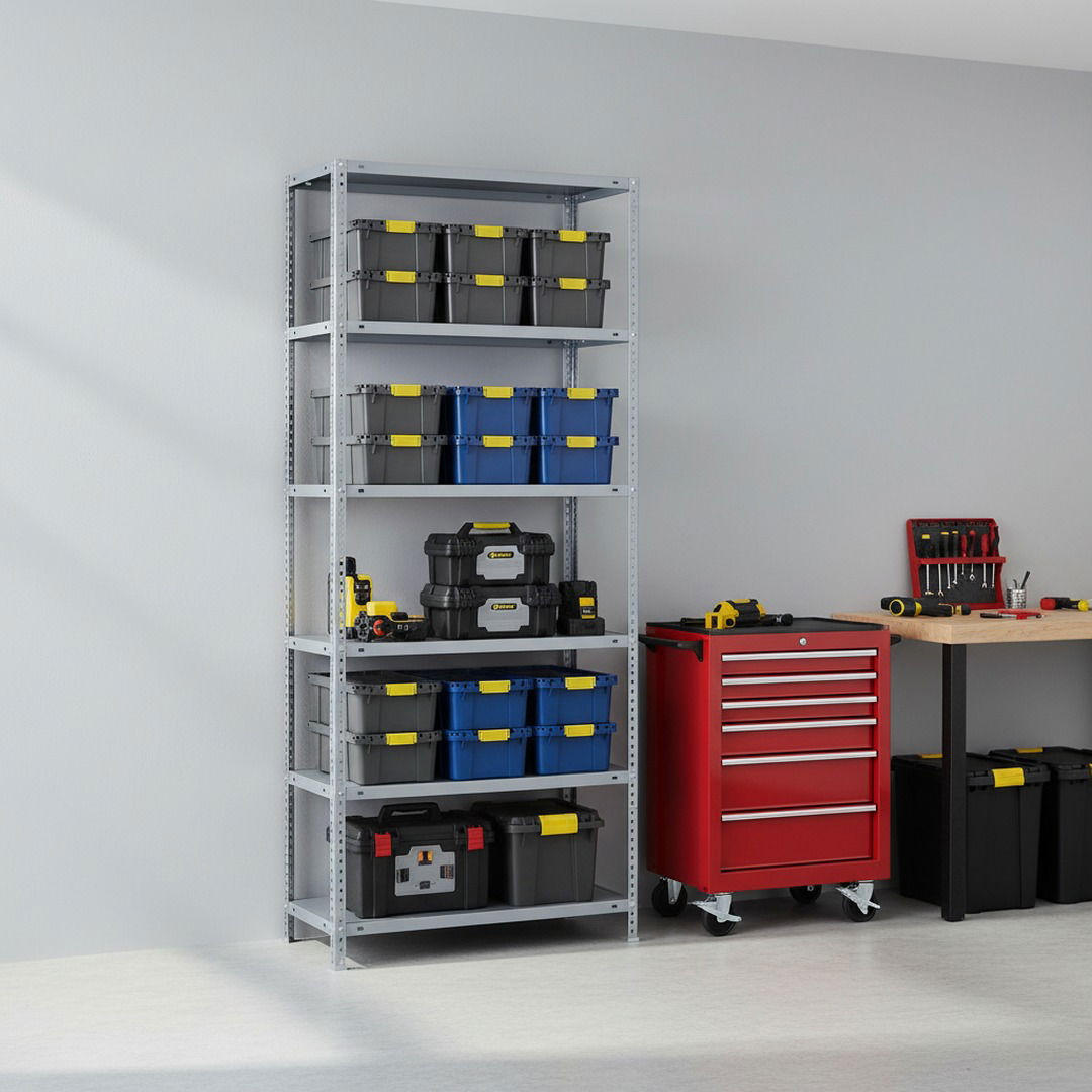 SCHRAUBREGAL PANDA TALL | HxBxT 200x90x50cm | 6 Fachböden | Fachlast 100kg | Grau - Grau, Metall (90/200/50cm) - PROREGAL