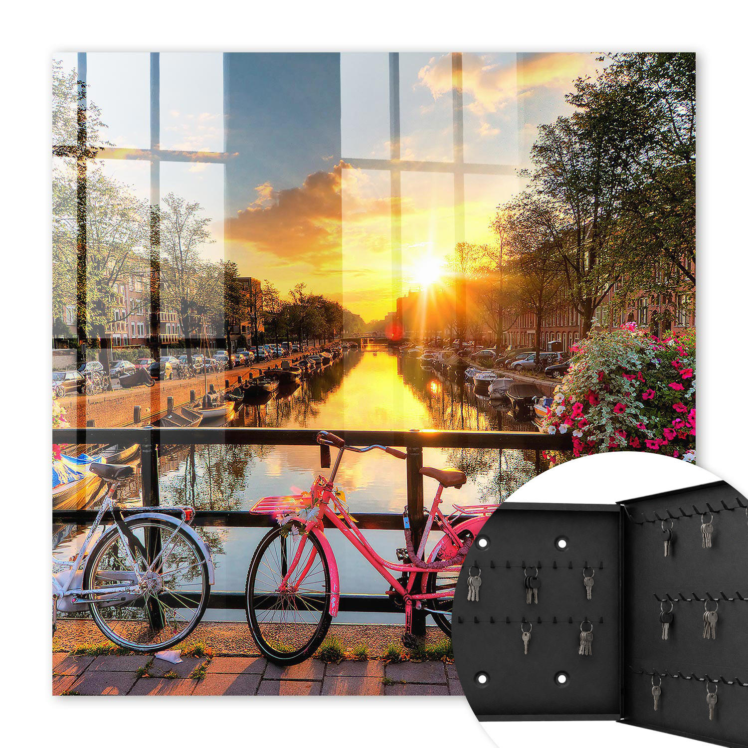 SCHLÜSSELBOX Schwarz 30x30 cm- Türöffnung nach rechts - Urban West - Orange, Metall (30/30/5cm) - TULUP