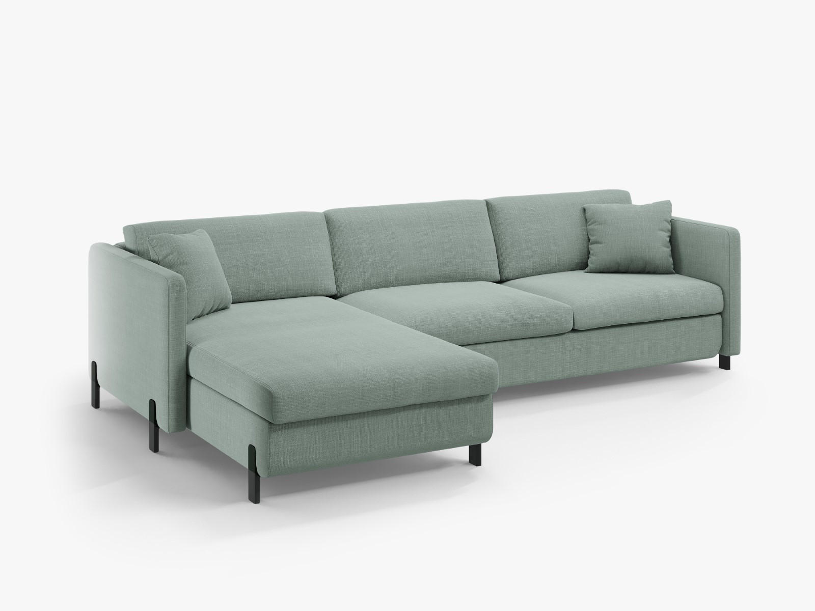 ECKSOFA ausklappbar links mit Container Gloria aus strukturiertem Stoff minze 5 Sitzplätze - Mintgrün, Textil (170/280cm) - Micadoni