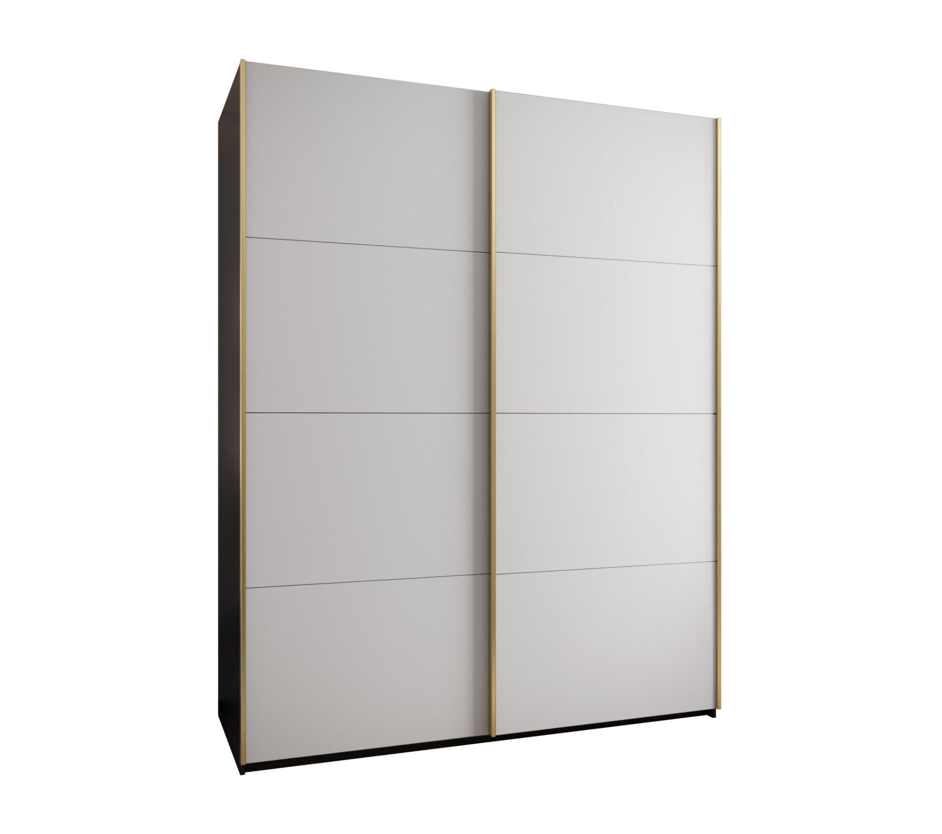 Abiks Möbel Schwebetürenschrank Schwarz, Weiß, Gold 190x245x64 cm
