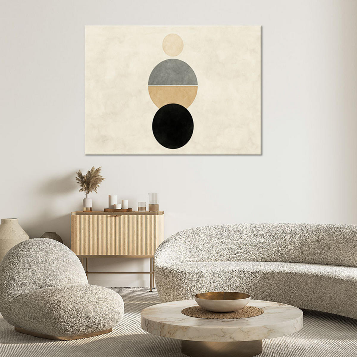 LEINWANDBILD Geometrische Formen Minimalismus Beige 100x70cm - Beige, Textil (100/70cm) - Feeby