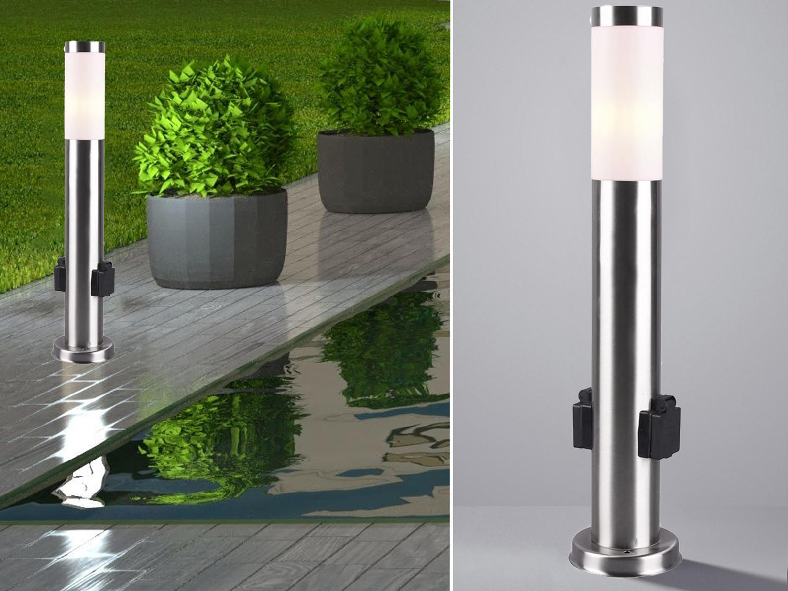 Thumbnail - meineWunschleuchte Wegeleuchte, Silber, Kunststoff, Metall, Rund,Rund, 13x60x13 cm, Lampen & Leuchten, Außenbeleuchtung,...