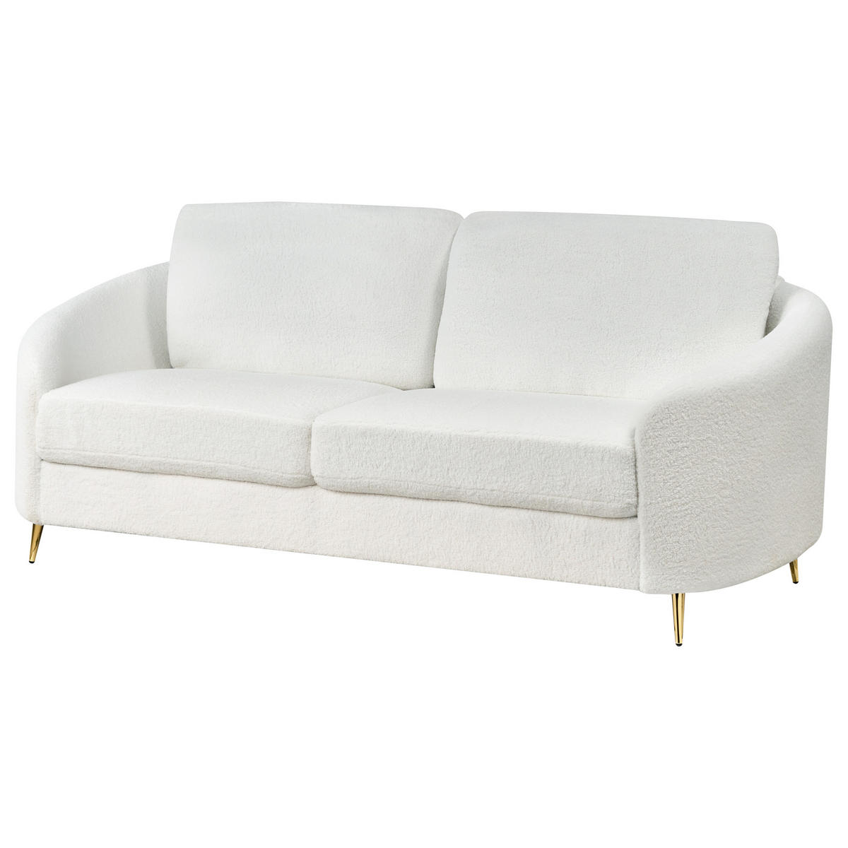 3-SITZER-SOFA Bouclé Weiß/Gold Trosa - Goldfarben/Weiß, Textil (203/88/86cm) - Beliani