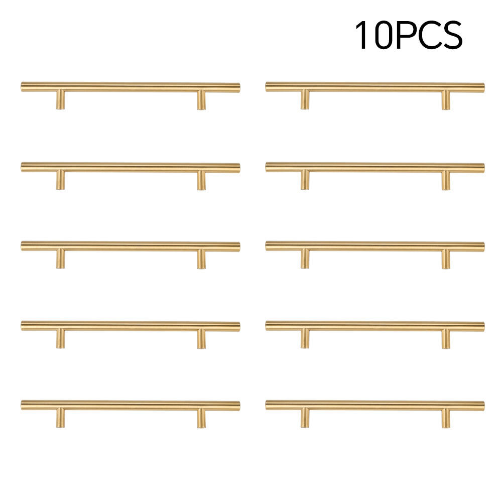 MÖBELGRIFFE 10er-Set aus rostfreiem Edelstahl goldene Vielseitig einsetzbar Einfache Montage Angenehme Haptik Pflegeleicht 250 mm - Goldfarben, Metall (25/1/16cm) - Livingandhome