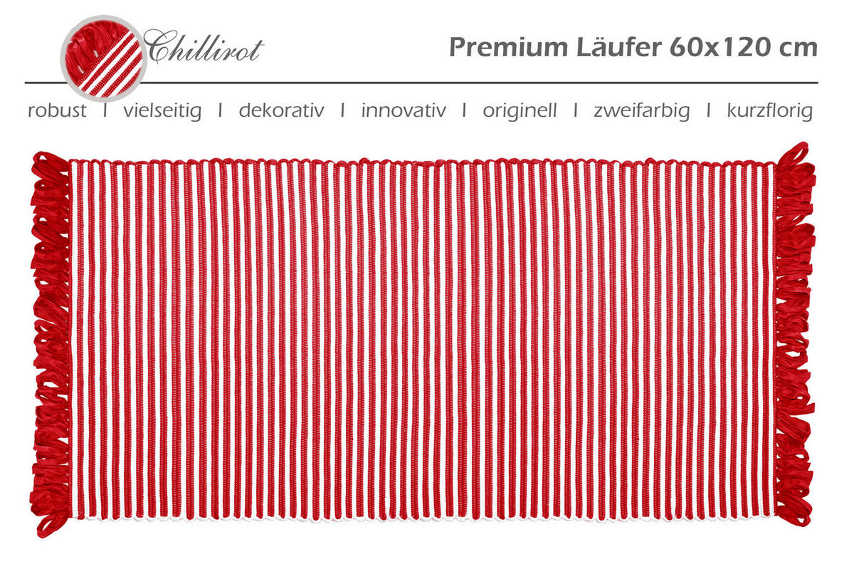 HANDGEWEBTER Läufer 60x120 cm Chilli - Rot, Naturmaterialien/Textil (60/120cm) - Lashuma