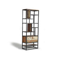 BÜCHERREGAL aus Metall und recyceltem Holz - Schwarz, Holz (80/212/40cm) - Giner y Colomer