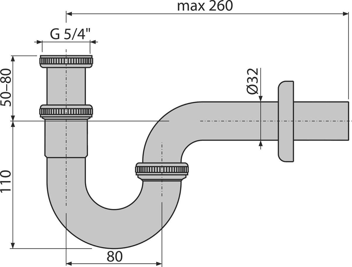 BIDET-SIPHON DN32 Metall, Chrom, Höhe 12 cm - Chromfarben, Kunststoff (35cm) - Alcadrain