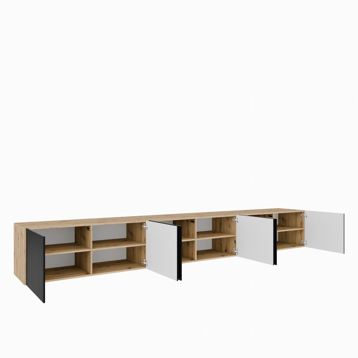 LOWBOARD LIVO 300/41/40 cm, Hängender TV-Schrank Eiche Artisan - Schwarz/Eiche Artisan, Holzwerkstoff (300/41/40cm) - MASSENO