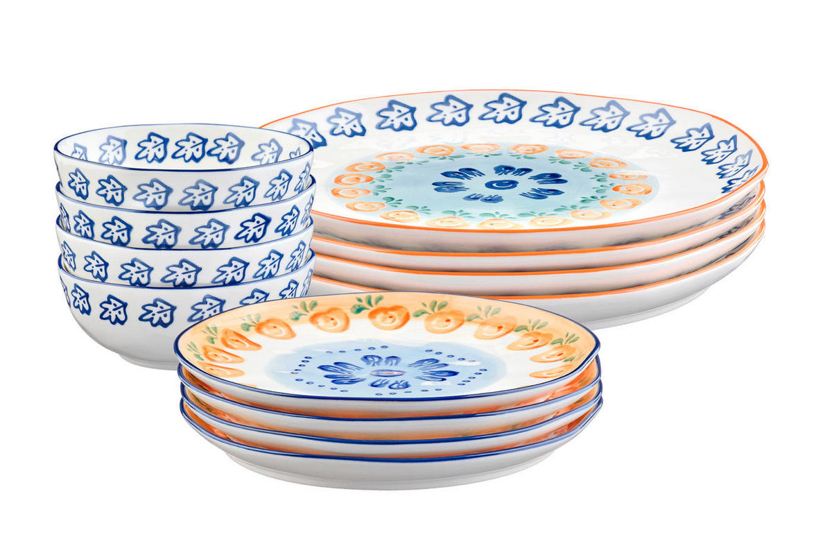 SERVICE Die Essentials Napoli - 12er-Set - Zitrusfrucht - Weiß, Keramik (27.5/2.3/27.5cm) - Björn
