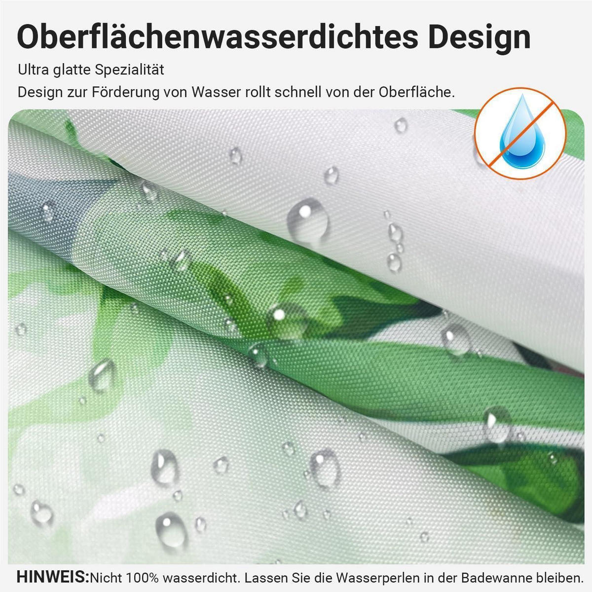 DUSCHVORHANG Blumenmuster 100 x 200 cm Textil Wasserabweisend Waschbar - Grün, Textil (200/100cm)