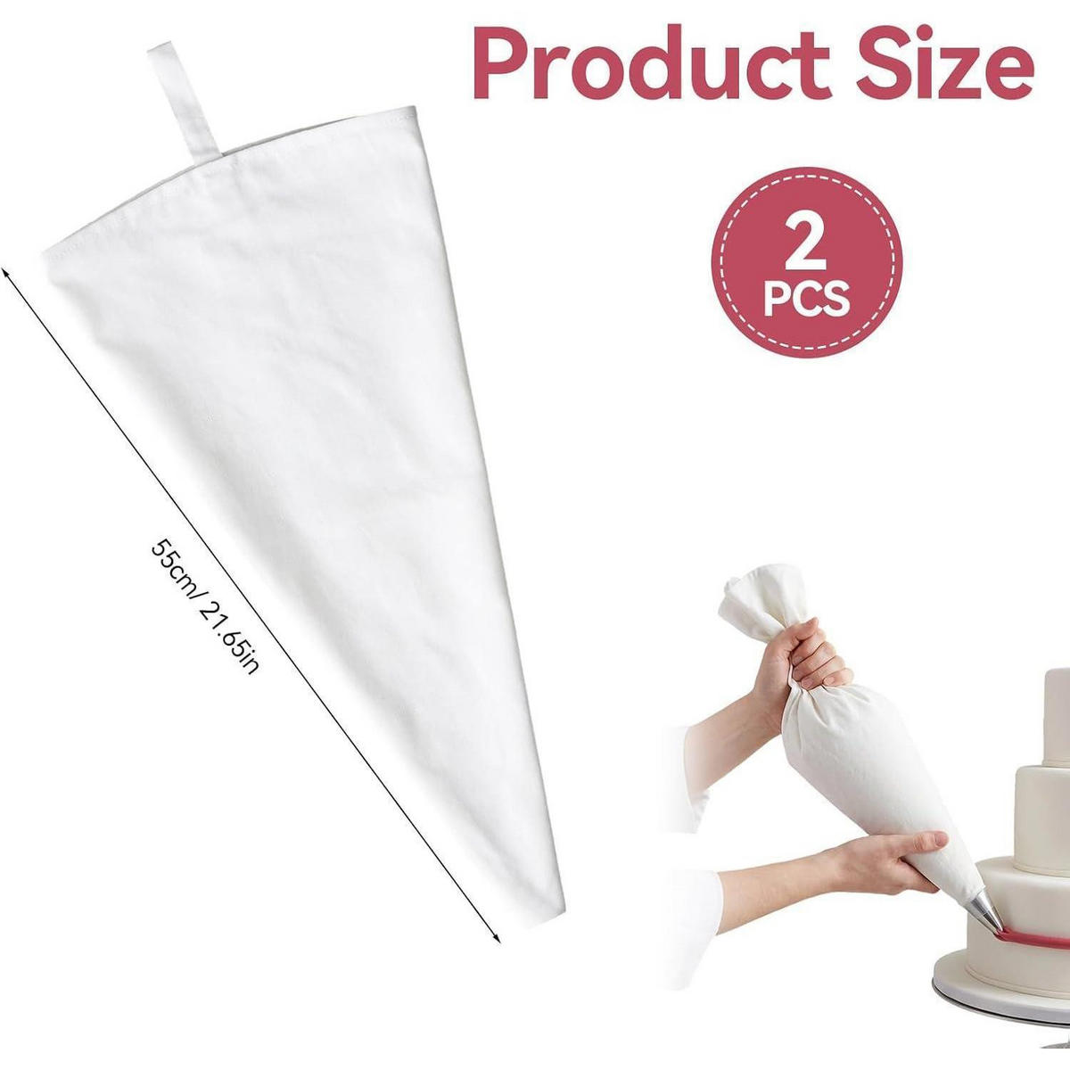 SPRITZBEUTEL 2-teiliges Set 55x30cm Baumwolle - Weiß, Textil (30/55/55cm)