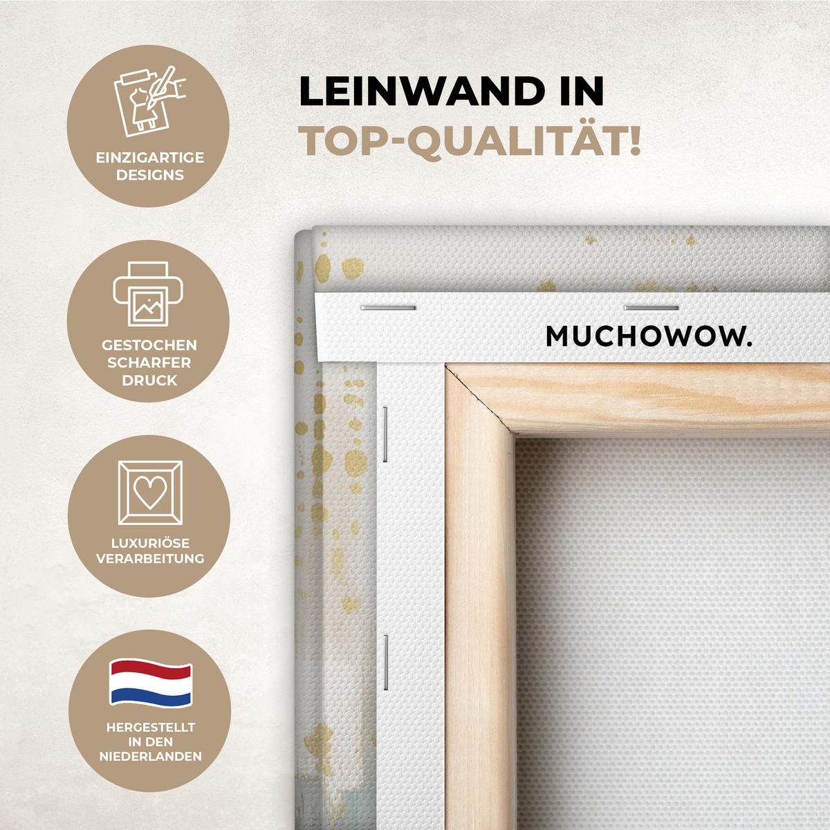 LEINWANDBILD Abstrakt - Blöcke - Gold - Skyline Wanddeko 40x60 cm - Beige, Textil (40/60cm) - MuchoWow