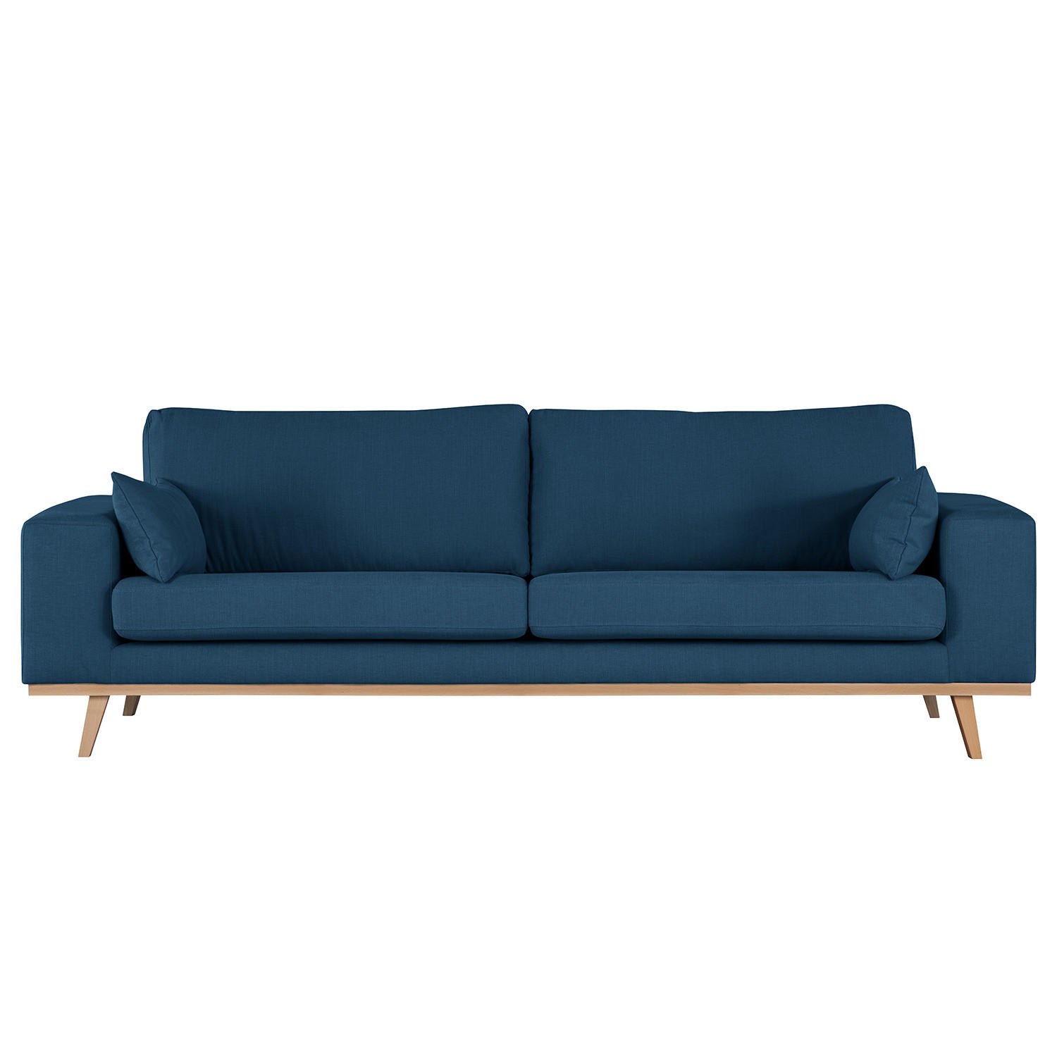 3-SITZER SOFA - Blau/Buchefarben, Textil (237/81/88cm) - home24