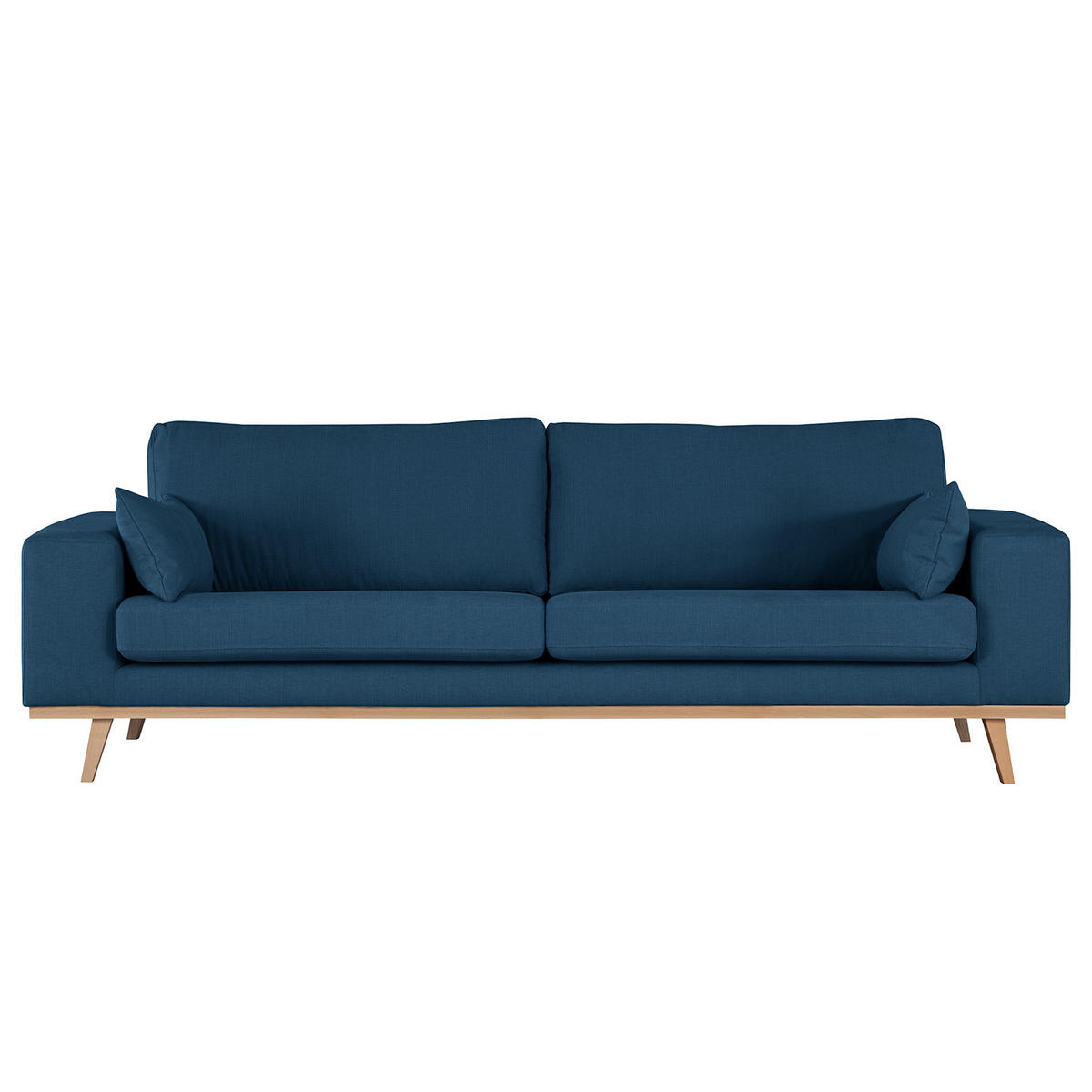 3-SITZER SOFA - Blau/Buchefarben, Textil (237/81/88cm) - home24