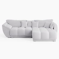 ECKSOFA LARGO Rechts Creme Velours Premium L-Form Couch mit Schlaffunktion & Bettkasten - Creme/Schwarz, Holz (285/180cm) - Barchello