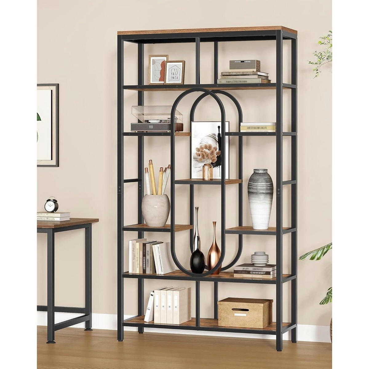 BÜCHERREGAL 7-stöckig Vintage Braun-Schwarz 30 x 100 x 180 cm - Braun, Metall (100/180/30cm)