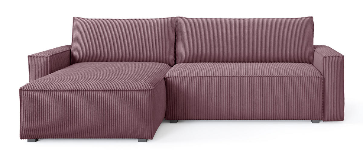 ROHOVÁ SEDAČKA BESMIR šeříková - šedá/šeříková, dřevo/textil (275/148cm) - MASSENO