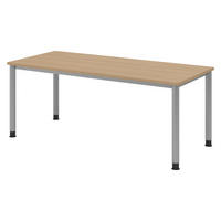 SCHREIBTISCH Serie-H Gestell: Silber 80/180/74 cm in Eichefarben - Eichefarben, Holzwerkstoff (80/180/74cm) - bümö