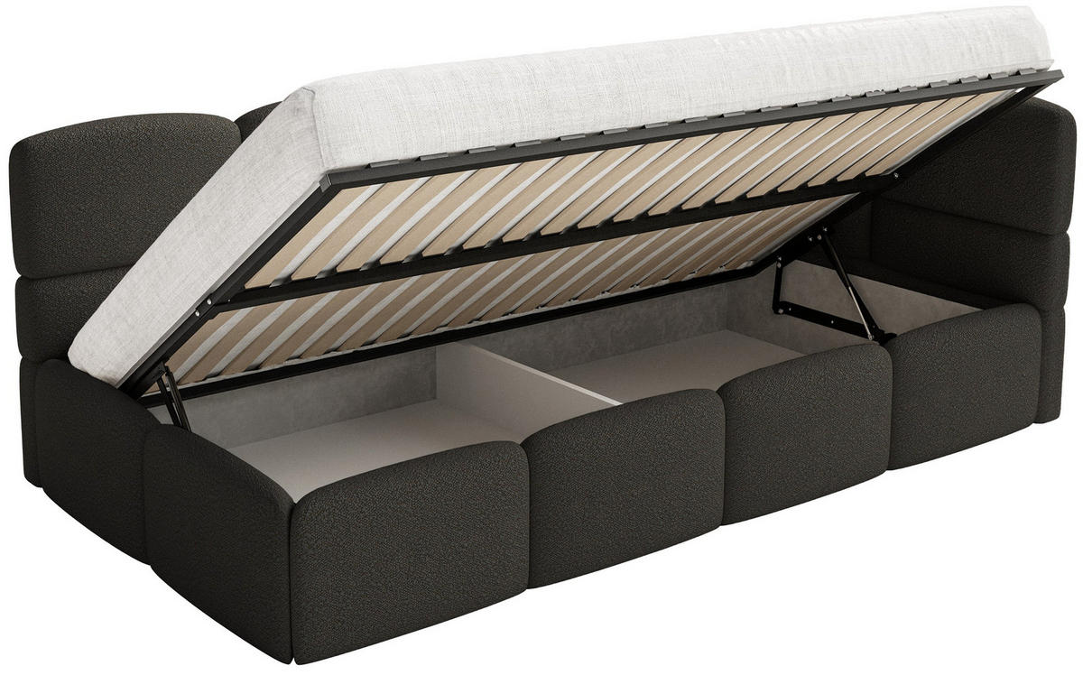 JUGENDBETT Cloudy Braun 120 cm, Bouclé - Schwarz/Braun, Kunststoff/Textil (120/200cm) - Selsey