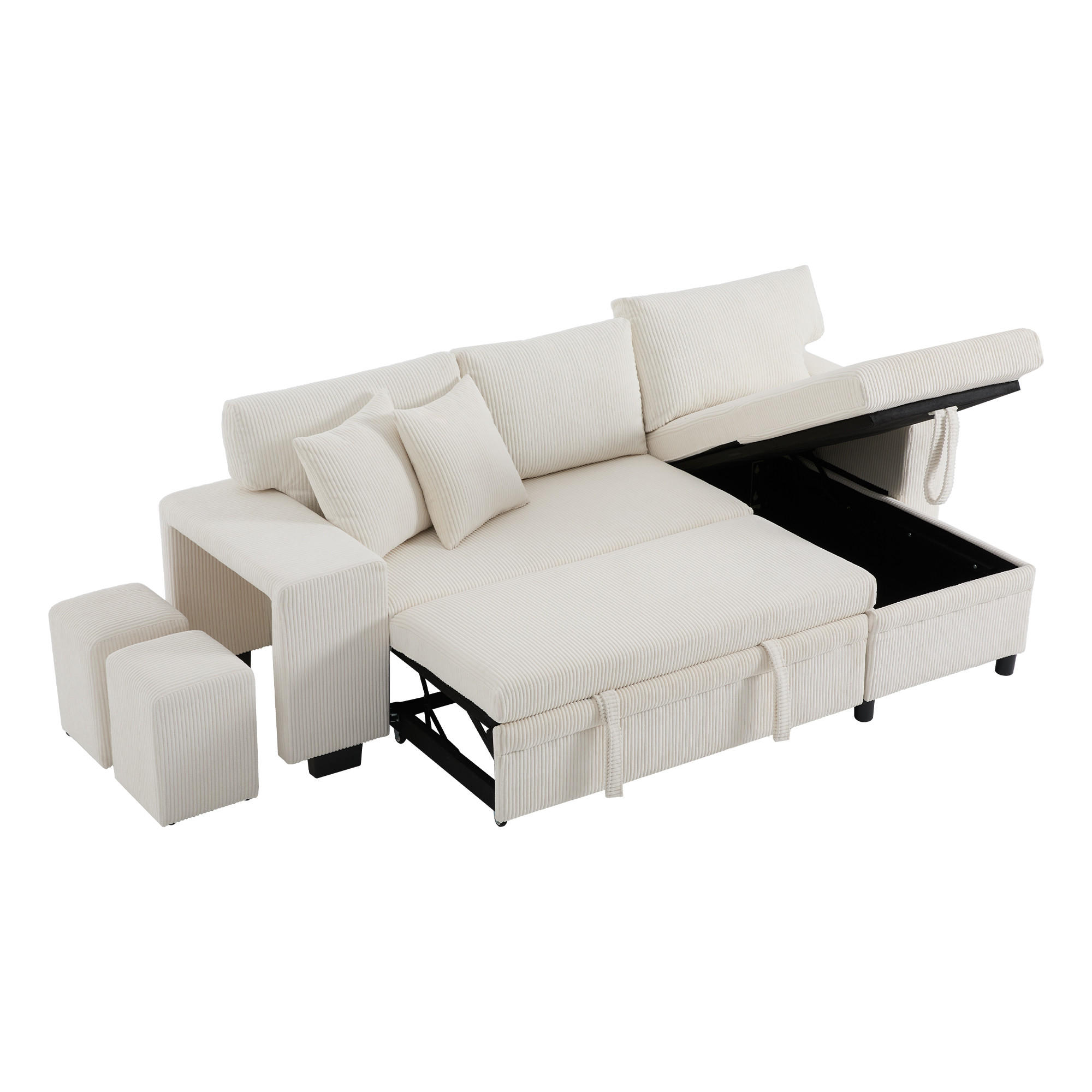 Luhomfu Schlafsofa Beige 131.5x84x231 cm