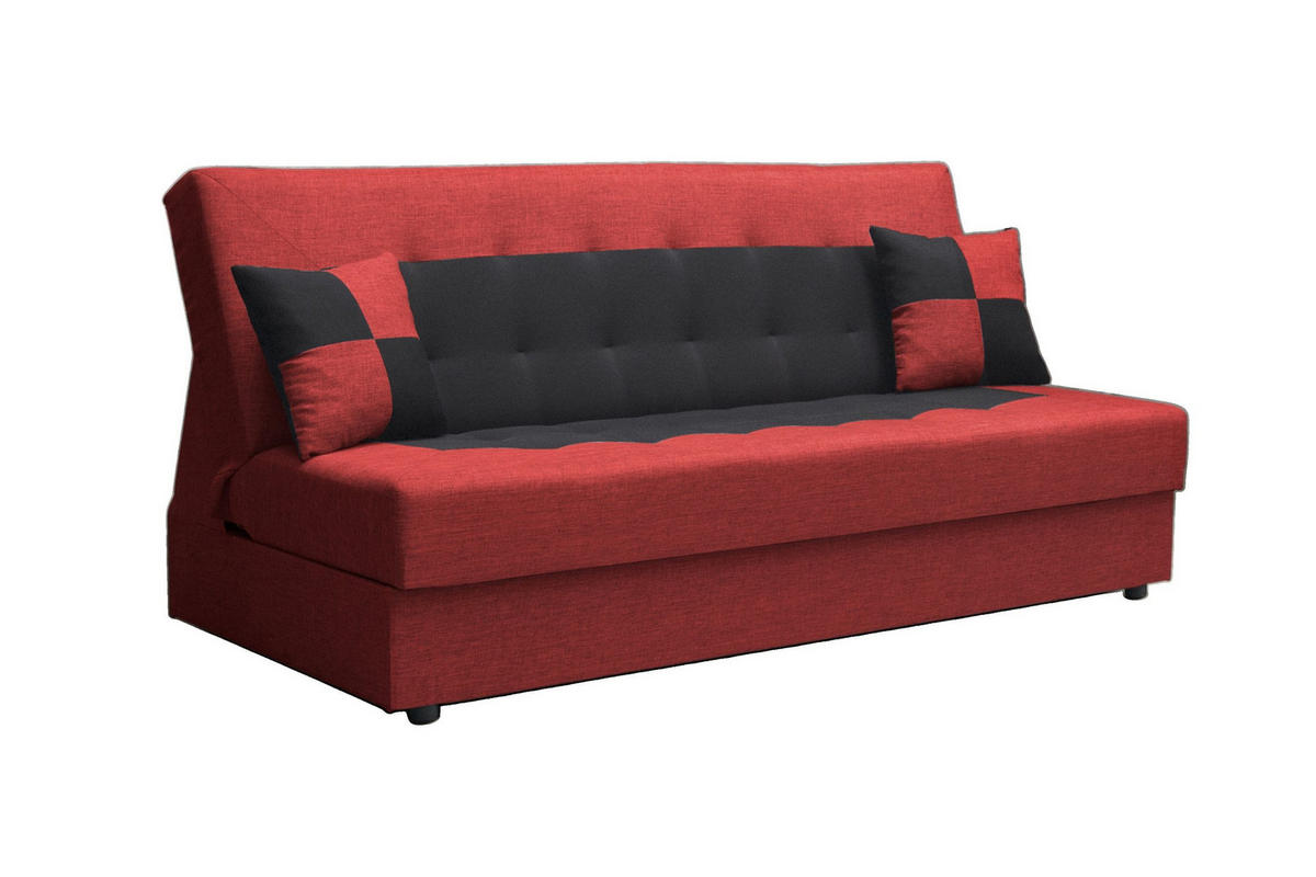 SOFA POLO mit Schlaffunktion SAWANA 13+14 mit Stauraum - Rot, Textil (80/96/192cm) - Bedante