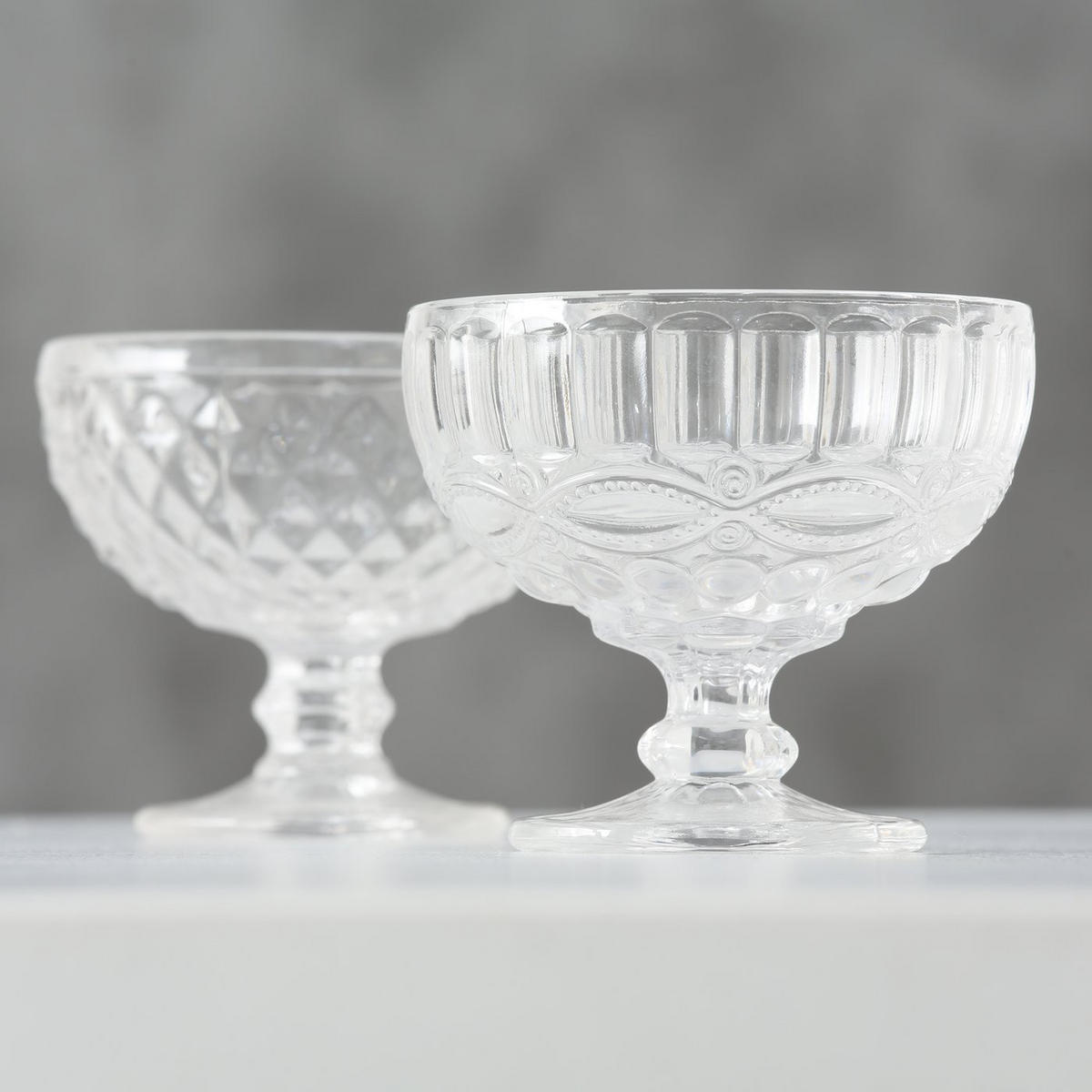 DESSERTBECHER aus Glas Muster 2 250 ml 12/12/10 cm - Transparent, Glas (12cm) - Boltze Home