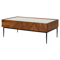 COUCHTISCH Akazie 110x60x38 natur / weiß lackiert KARLSTAD #01 - Braun, Holz (110/60/38cm) - Massivmoebel24