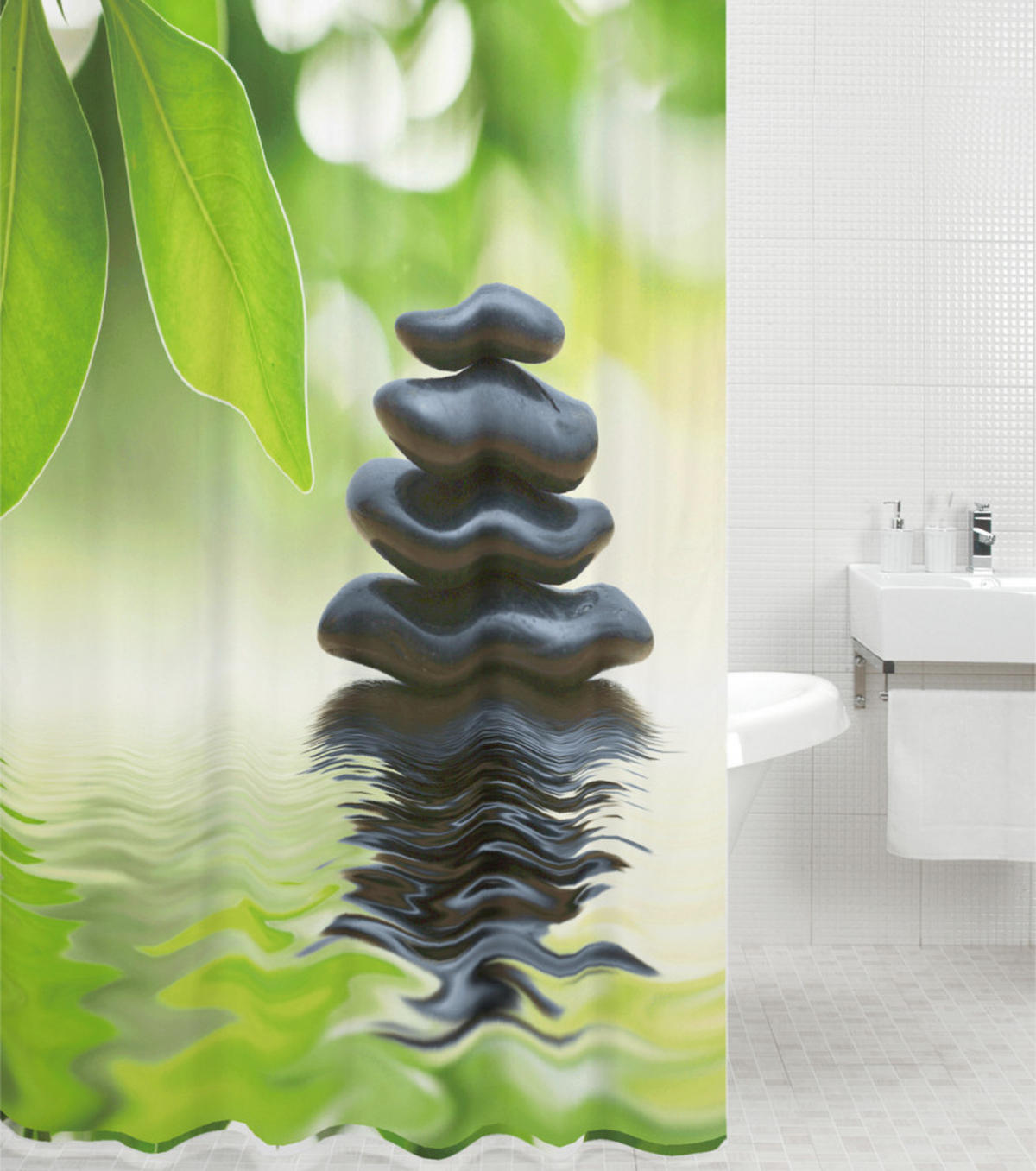 DUSCHVORHANG Harmony 180 x 200 cm - Grün, Textil (180/200cm) - Sanilo