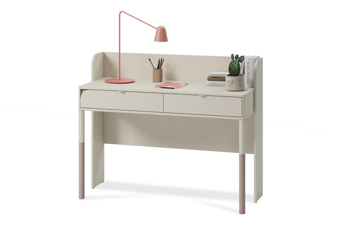 SCHREIBTISCH CATTA mit zwei Schubladen - Creme, Holz (122/97/50cm) - KONSIMO®