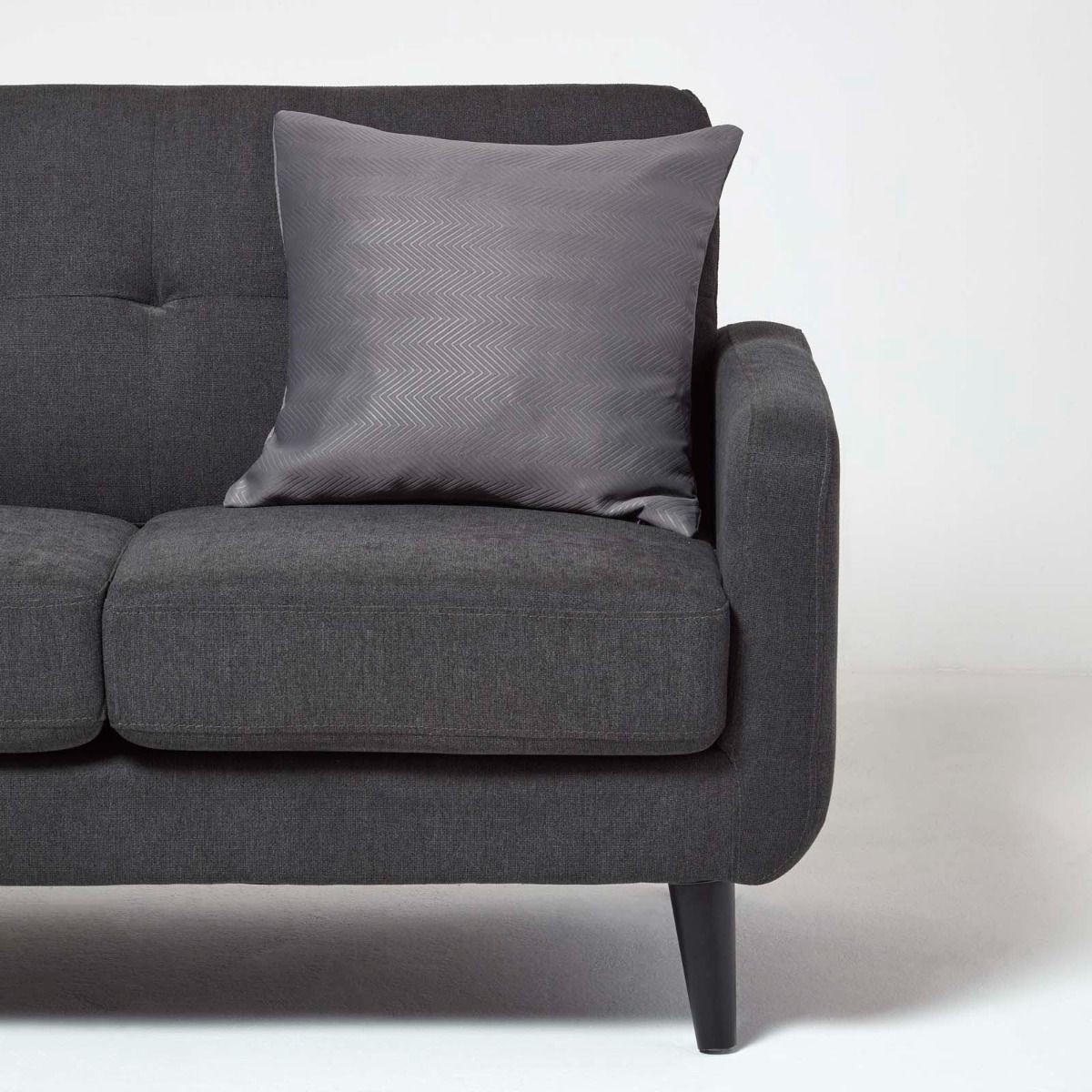 KISSENHÜLLE Fischgrät-Muster 45/45 cm - Dunkelgrau, Textil (45/45cm) - Homescapes