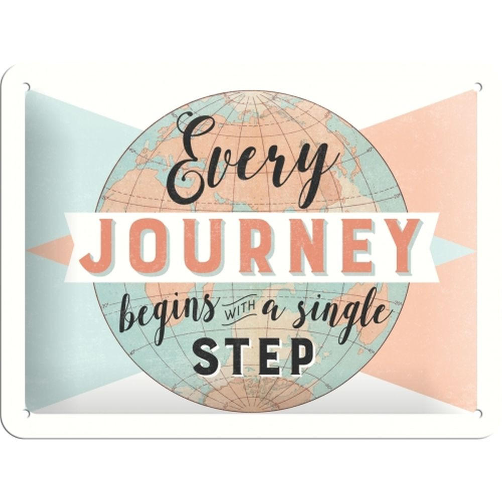 BLECHSCHILD 15/20 cm Word Up Every Journey - Multicolor, Metall (20/15/0.5cm) - Nostalgic-Art