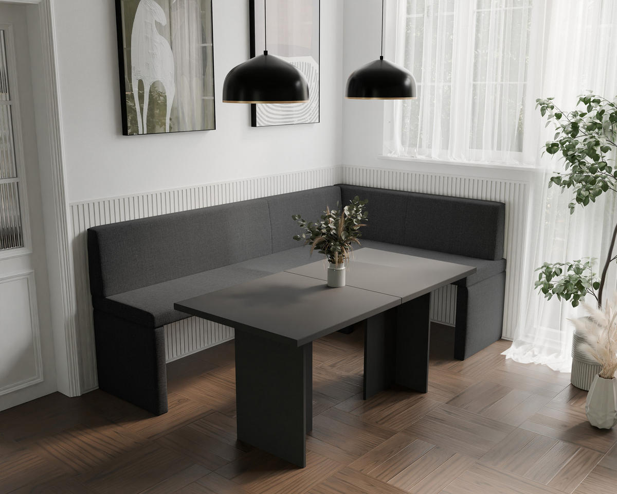 ECKBANK rechts OWEN Webstoff, 128/168 cm Anthrazit - Anthrazit, Holz/Textil (128/168cm) - Idohome