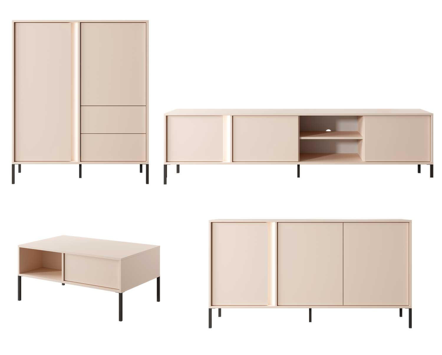 Feldmann-Wohnen Wohnzimmer-Set Beige 556x123x60 cm
