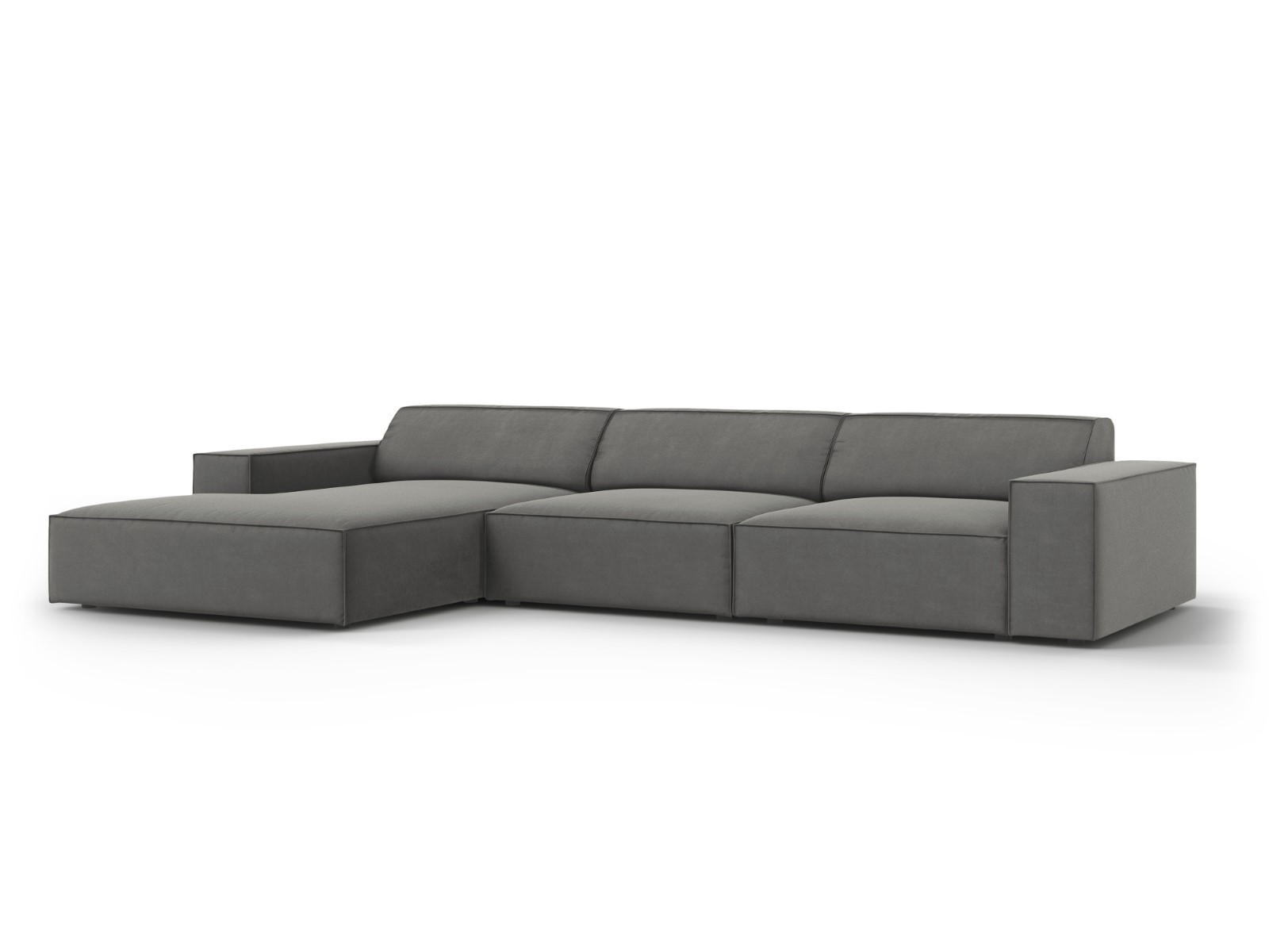 ECKSOFA links Jodie aus Samt hellgrau 4 Sitzplätze - Hellgrau, Textil (166/284cm) - Micadoni