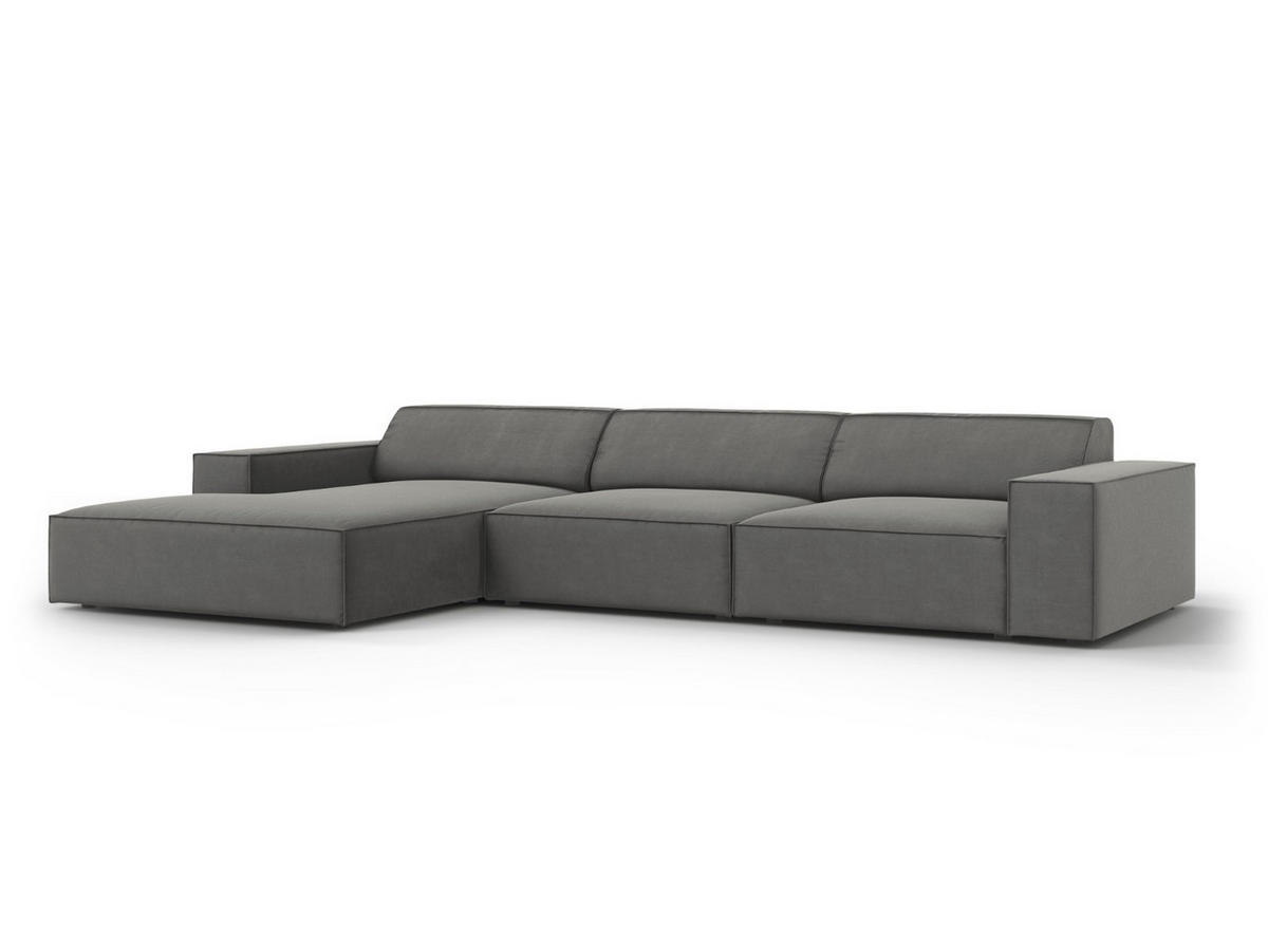 ECKSOFA links Jodie aus Samt hellgrau 4 Sitzplätze - Hellgrau, Textil (166/284cm) - Micadoni