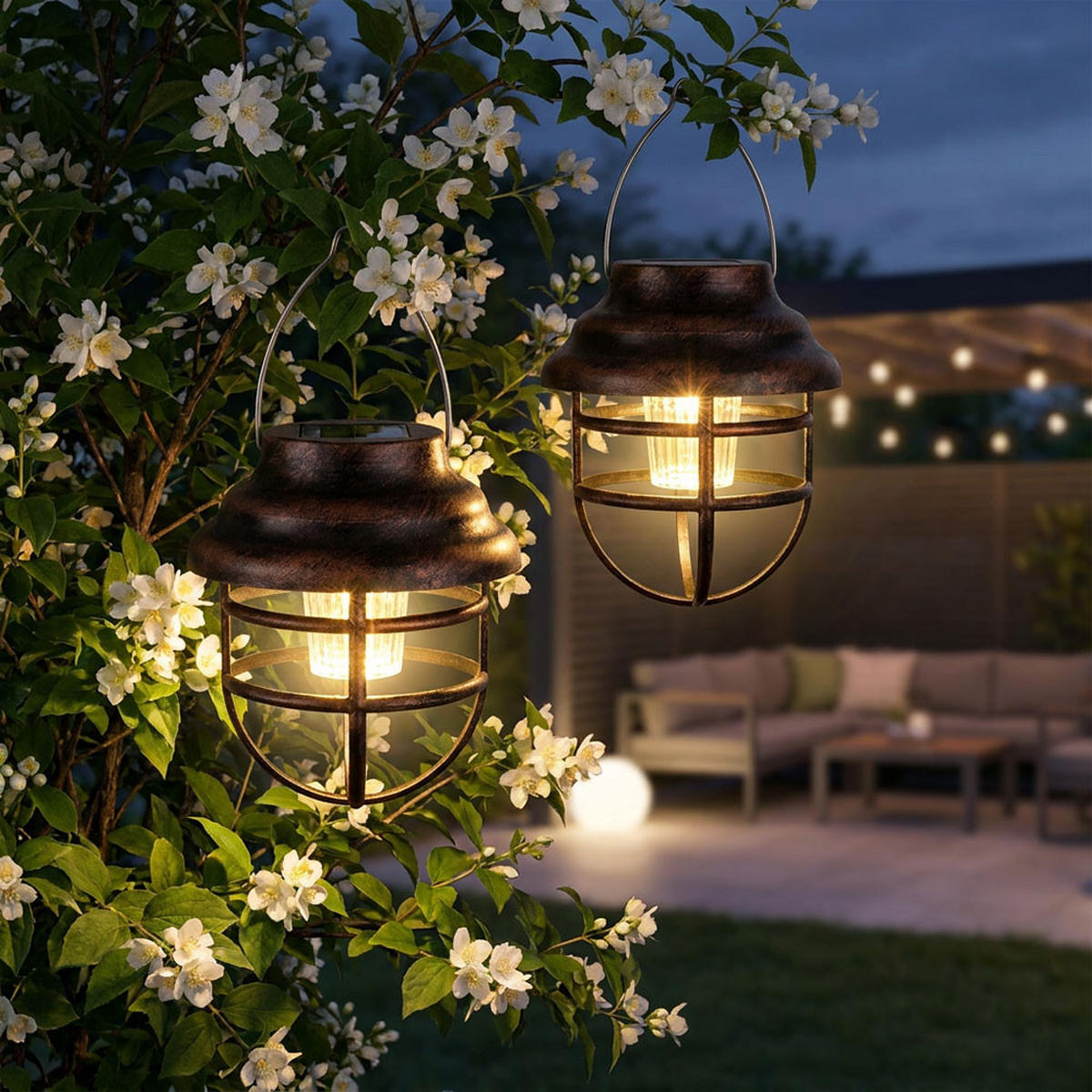LED AUSSENLEUCHTE Rostoptik Braun 4er Set - Braun, Metall (8/8/14cm) - Globo Lighting