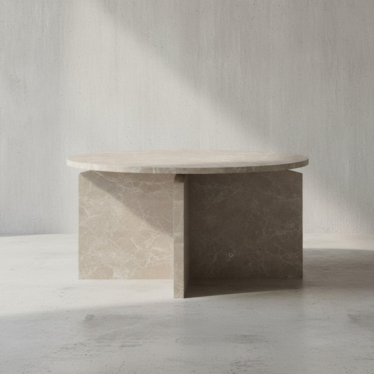 COUCHTISCH rund in Stein-Optik – modernes Design in Großformat, Beige 60x60x33 cm - Beige, Holz/Holzwerkstoff (60/60/33cm) - KADIMA DESIGN
