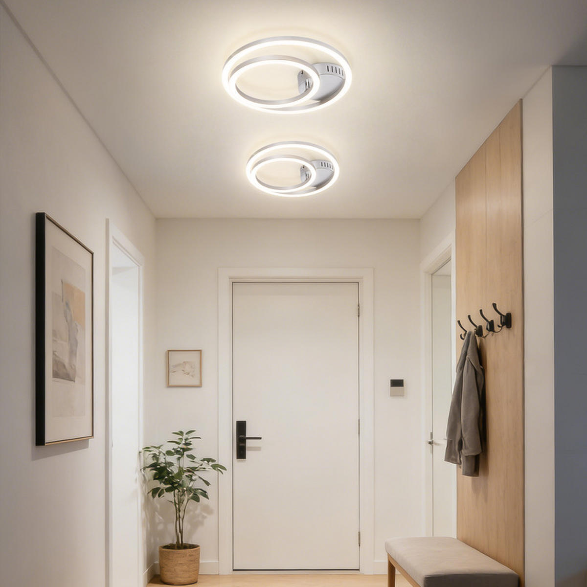LED stropné svietidlo 30x40,5x6,7 cm - strieborná, plast (40.5/30/6.7cm) - Nettlife