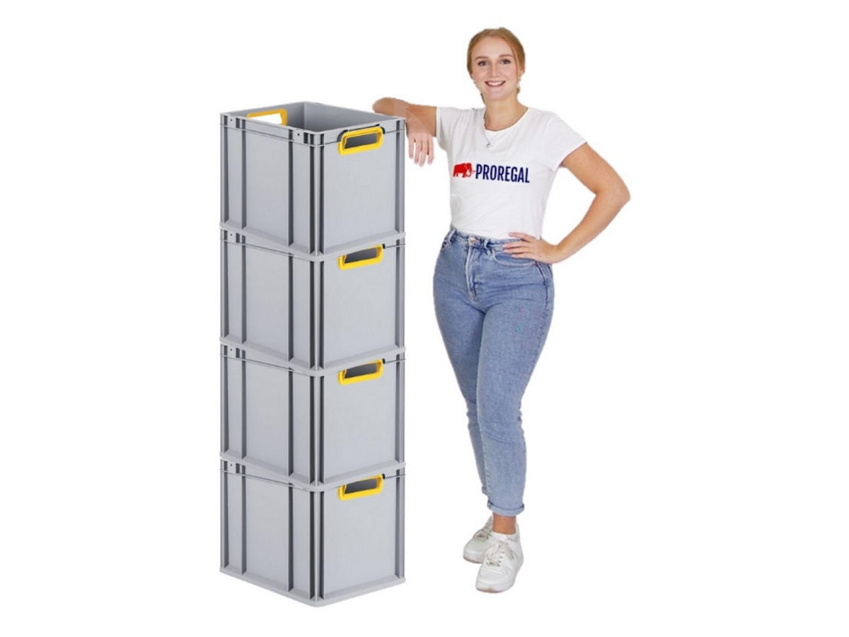 EUROBOX 4x Nextgen Color 32x30x40cm 30 Liter Griffe Gelb Offen - Gelb, Kunststoff (30/32/40cm) - PROREGAL