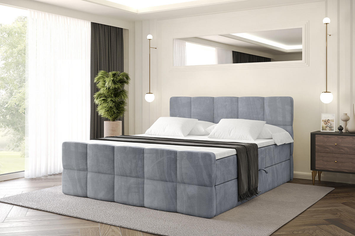BOXBETT mit Matratze H4 und Lattenrost - LIRO-Z - 160x200 - Grau Casablanca - Grau, Holzwerkstoff (160/200cm) - ALTDECOR