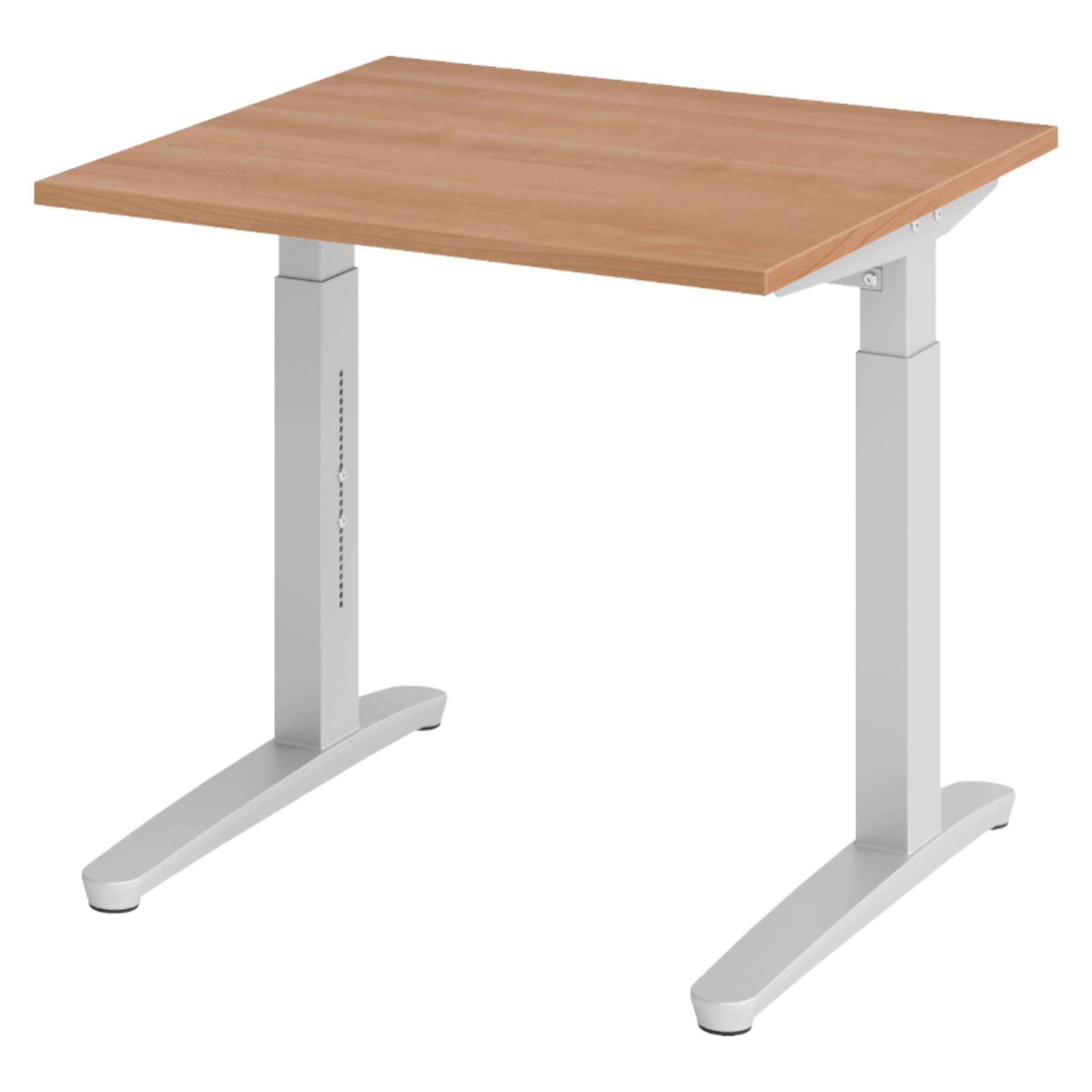 SCHREIBTISCH Serie-XB 80/80/74 cm in Nussbaumfarben/Silberfarben - Silberfarben/Nussbaumfarben, Holzwerkstoff (80/80/74cm) - bümö