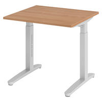 SCHREIBTISCH Serie-XB 80/80/74 cm in Nussbaumfarben/Silberfarben - Silberfarben/Nussbaumfarben, Holzwerkstoff (80/80/74cm) - bümö