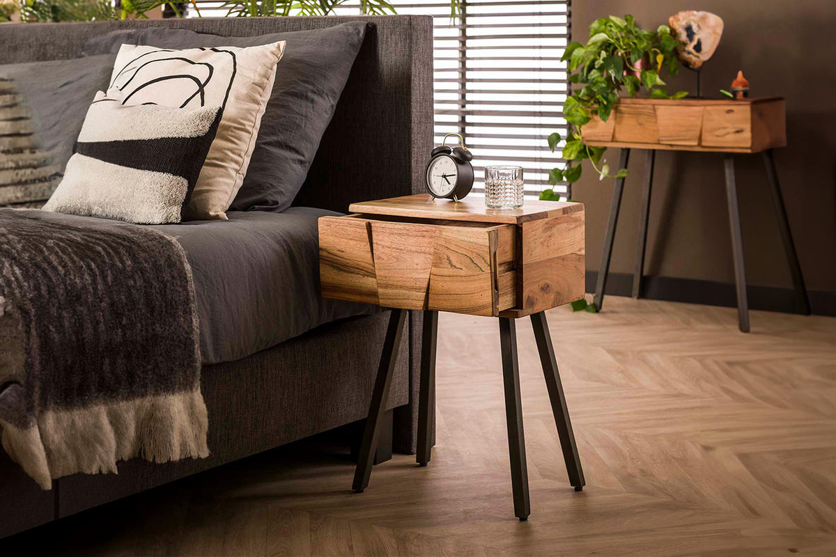 NACHTTISCH ANYL Holz Akazie - Braun, Holz (40/60/30cm) - KAWOLA