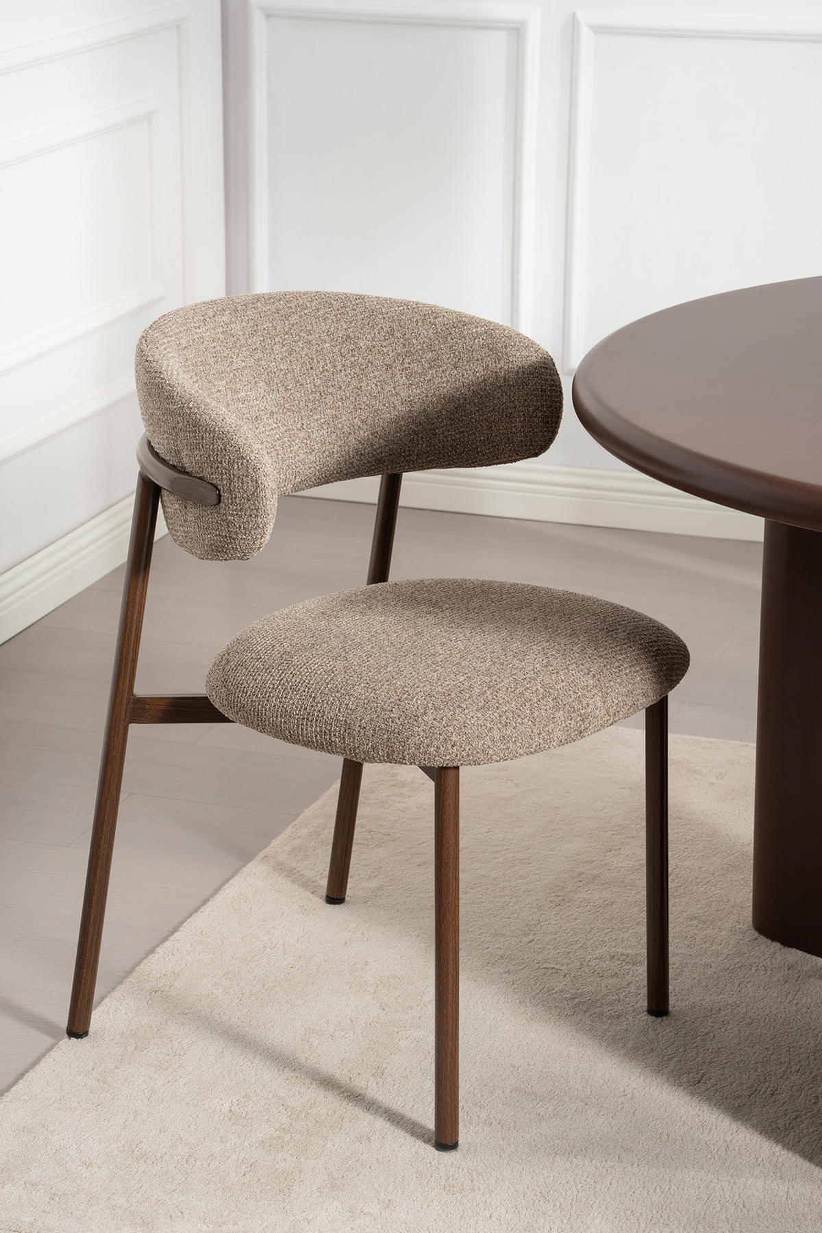 POLSTERSTUHL - 2er-Set - Strukturstoff / Edelstahl - Taupe, Textil/Metall (55/80/57cm) - home24