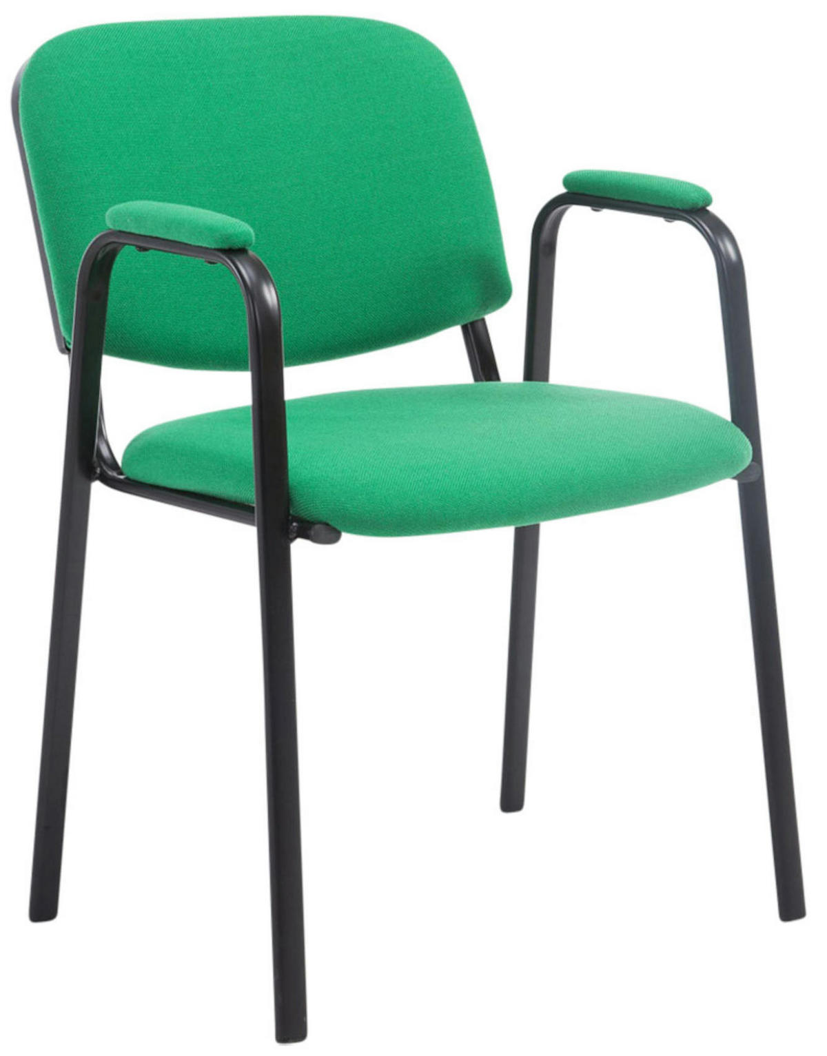 BESUCHERSTUHL 4er Set Stoff grün - Schwarz/Grün, Textil/Metall (53/79/55cm) - CLP